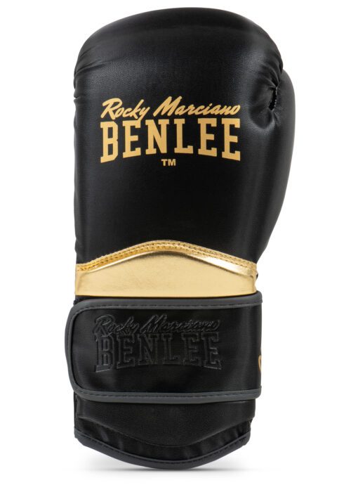 guantes profesionales de boxeo de polipiel negro/gold