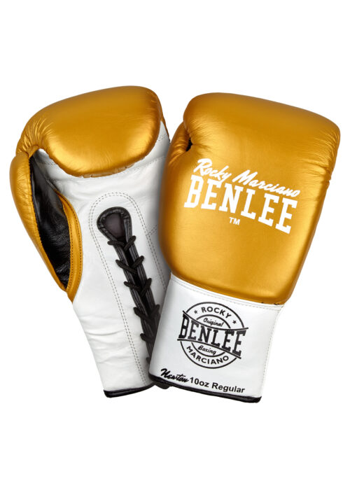 guantes profesionales de boxeo de cuero gold/blanco/negro