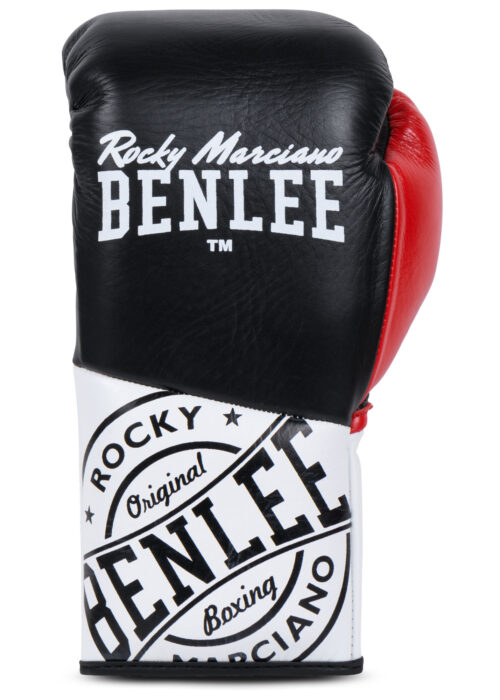 guantes profesionales de boxeo de cuero negro/rojo/blanco
