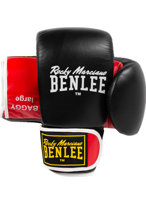 guantes profesionales de boxeo de cuero negro/rojo