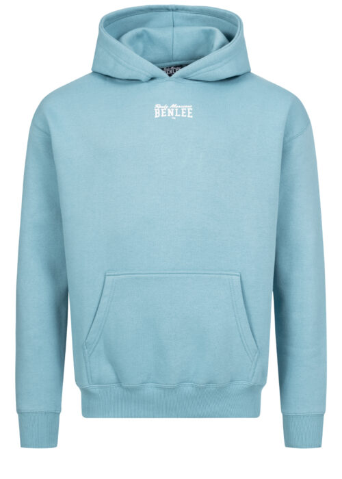 sudadera de hombre con capucha oversize azul/blanco