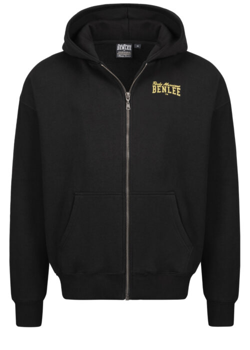 chaqueta de hombre sudadera con capucha con cremallera oversize negro/yellow