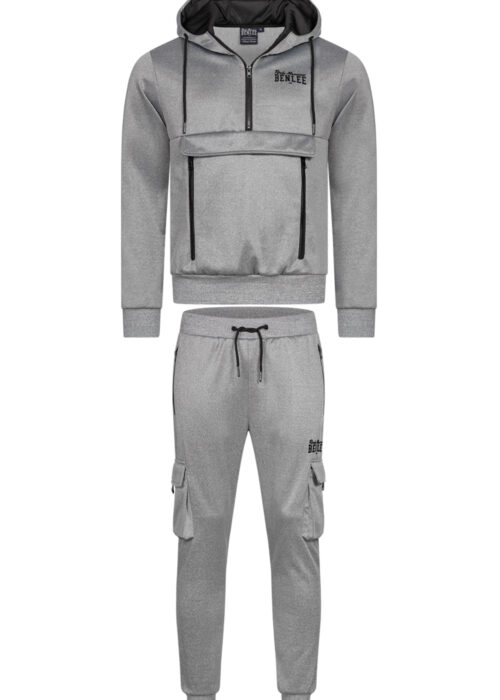 hombre chándal con capucha slim fit marl gris/negro