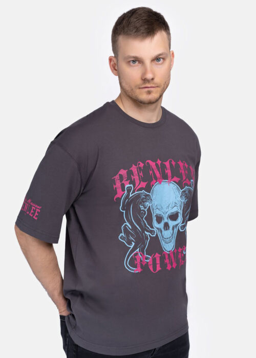camiseta de hombre oversize anthracite/magenta/sky azul