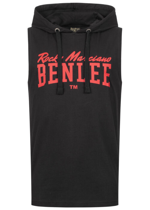 hombre ärmelloses camiseta con capucha regular fit negro/rojo