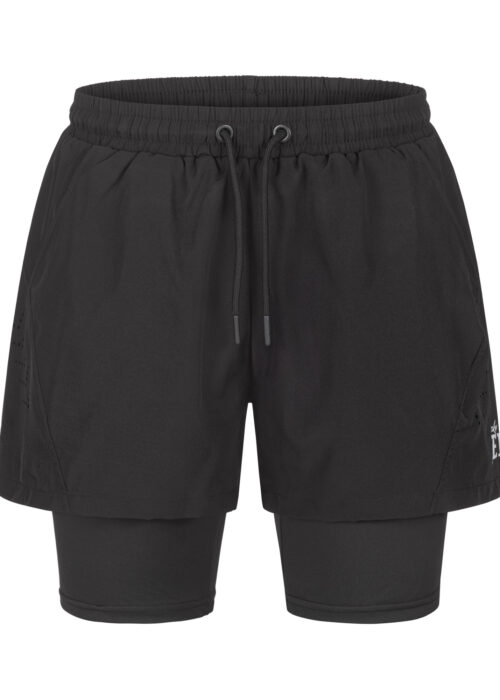 pantalón de hombre corto técnico slim fit negro/plateado