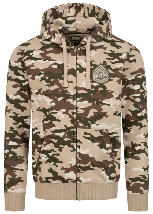 chaqueta de hombre sudadera con capucha con cremallera regular fit camo desert