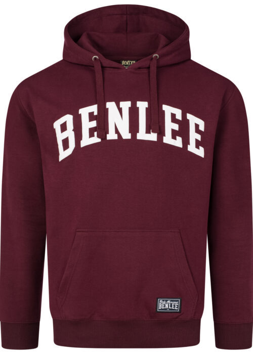 sudadera de hombre con capucha regular fit oxblood/blanco