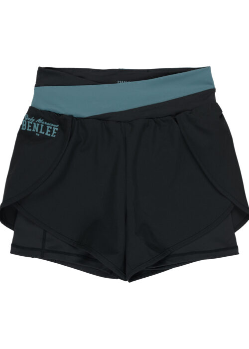 pantalón de mujer corto técnico negro/verde