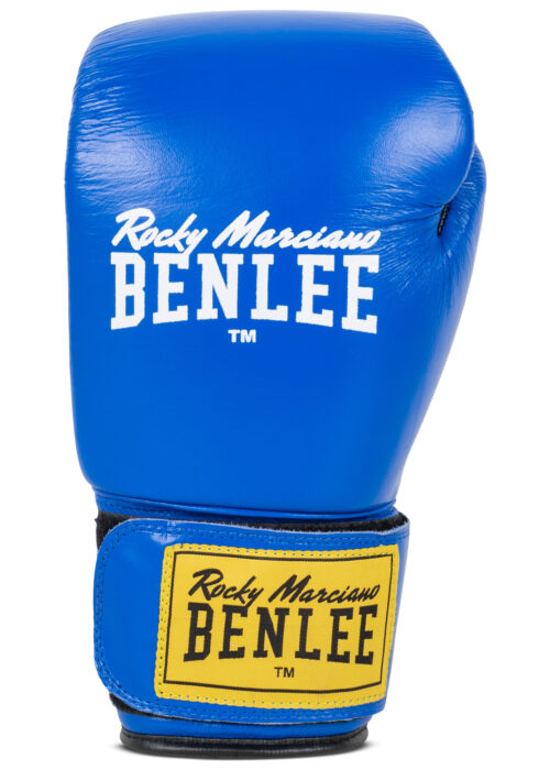 guantes profesionales de boxeo de cuero azul/negro