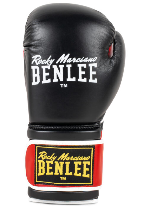 guantes profesionales de boxeo de cuero negro/rojo