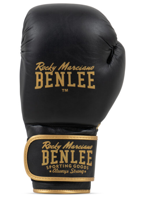 guantes profesionales de boxeo de cuero negro/gold
