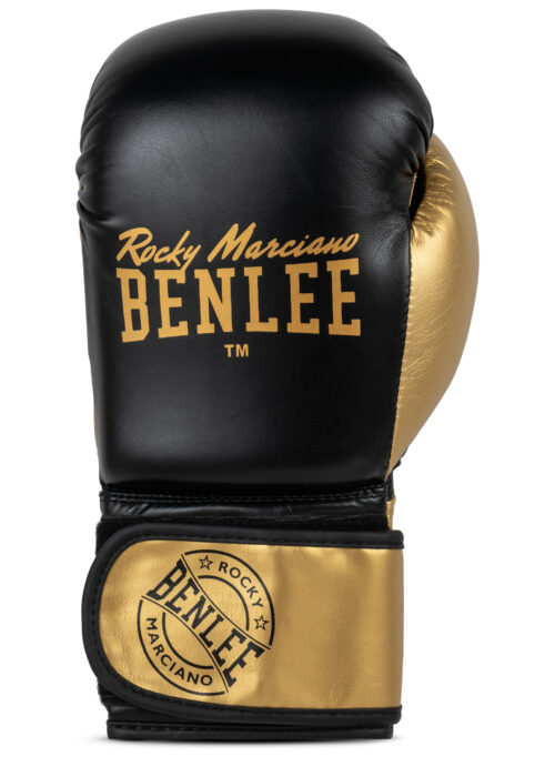 guantes profesionales de boxeo de polipiel negro/gold
