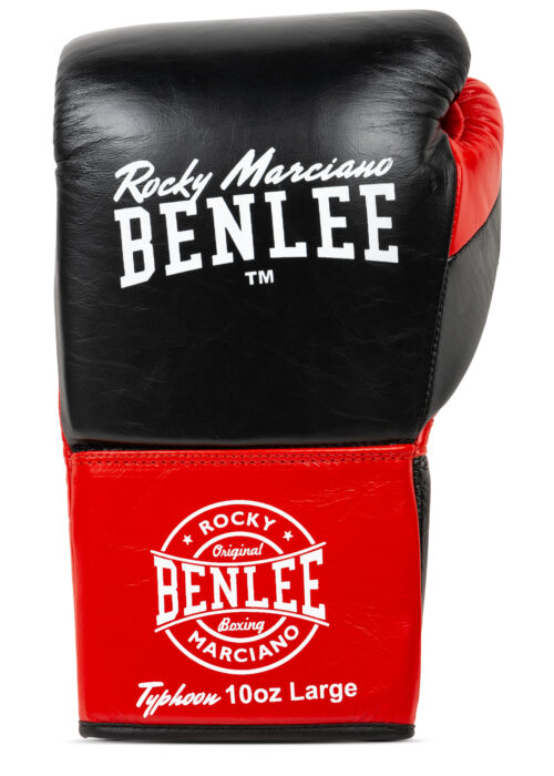 guantes profesionales de boxeo de cuero negro/rojo