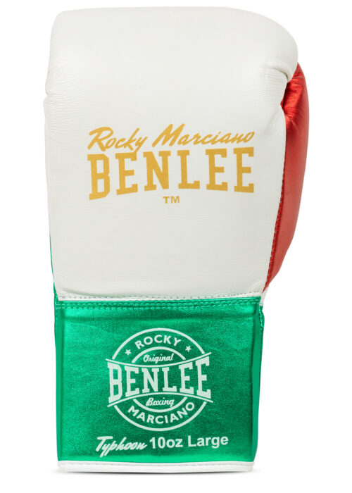 guantes profesionales de boxeo de cuero blanco/verde/rojo
