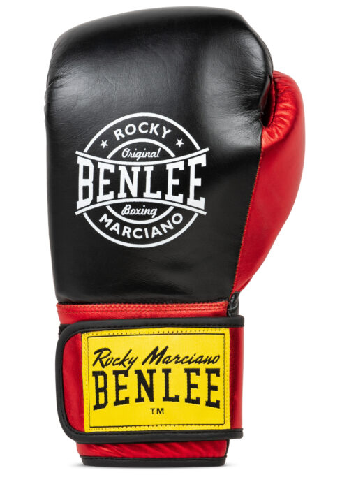 guantes profesionales de boxeo de cuero negro/rojo