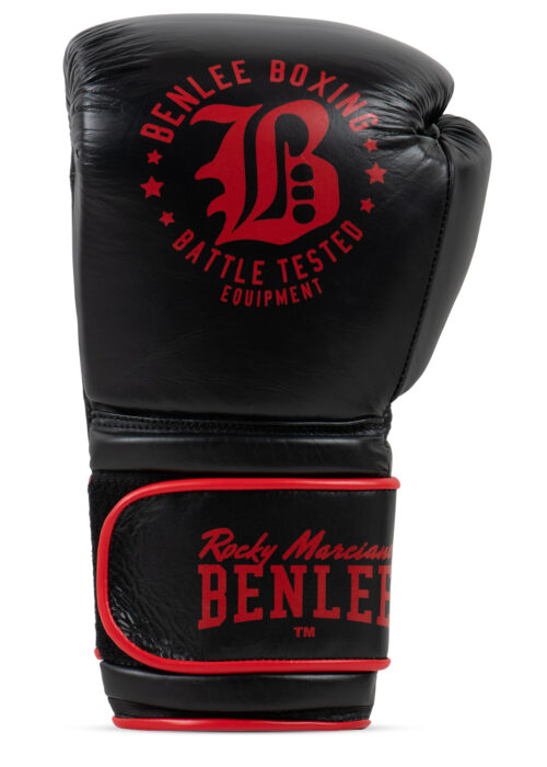 sparring guantes profesionales de boxeo de cuero negro/rojo