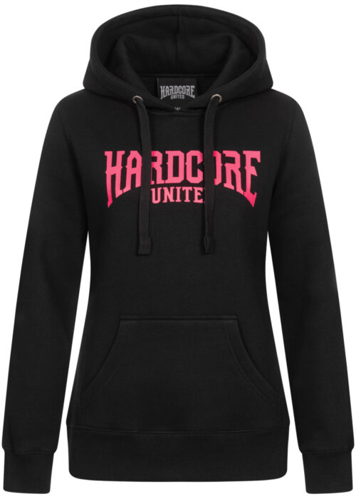 sudadera de mujer con capucha negro/pink