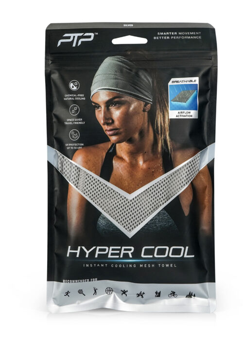 sports hyper cool towel plateado