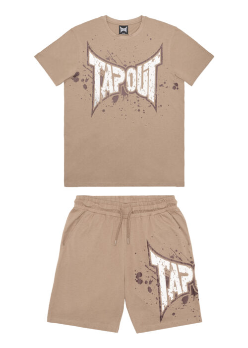 camiseta de hombre & pantalones cortos set regular fit brown/blanco