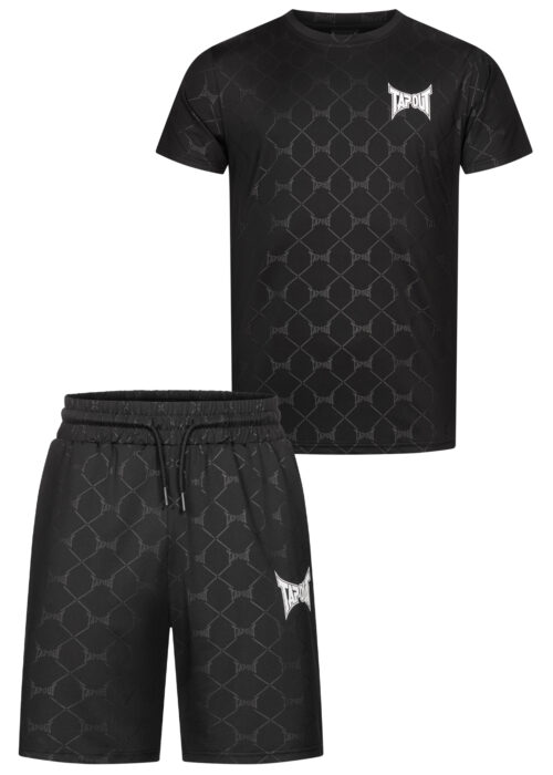 camiseta de hombre & pantalones cortos set regular fit negro/blanco