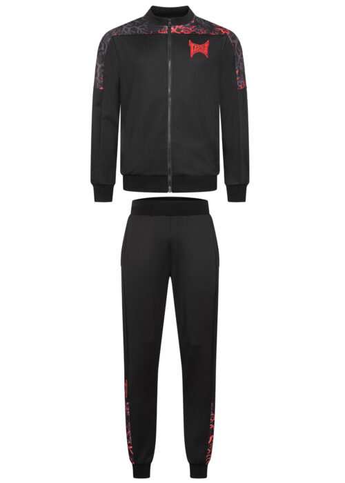 hombre chándal regular fit negro/rojo/aubergine