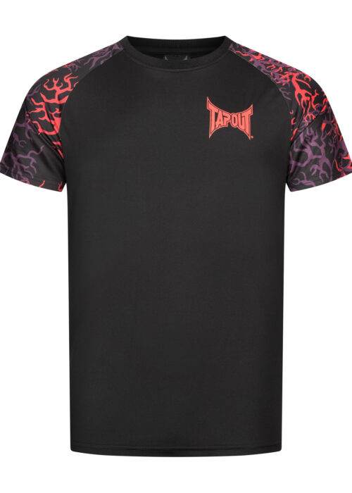 camiseta de hombre técnica regular fit negro/rojo/aubergine