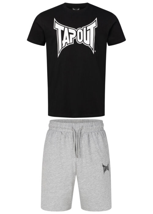 camiseta de hombre & pantalones cortos set regular fit negro/marl gris