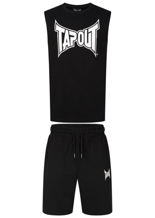 hombre ärmelloses camiseta & pantalones cortos set regular fit negro