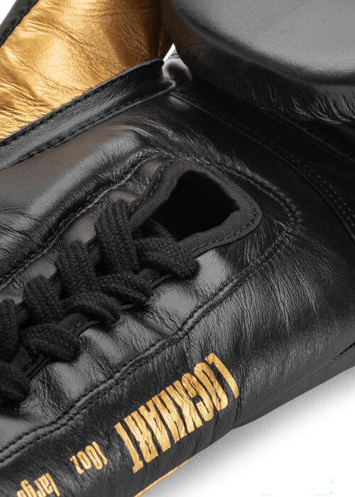 guantes profesionales de boxeo de cuero (1 par) negro/gold