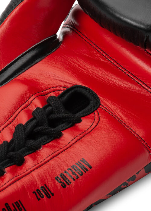 guantes profesionales de boxeo de cuero (1 par) negro/rojo