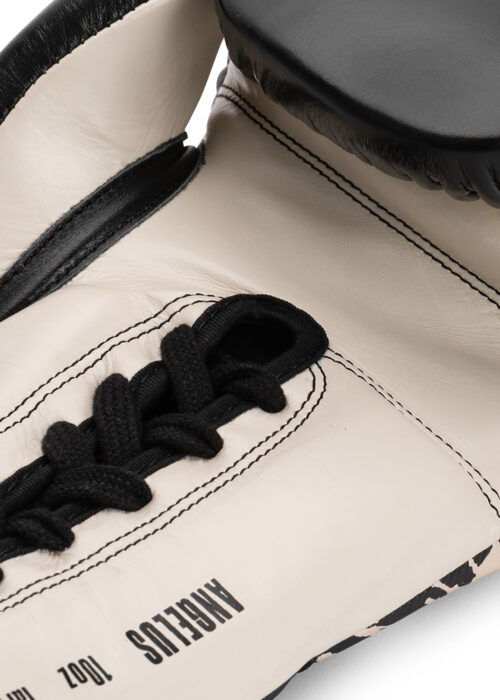 guantes profesionales de boxeo de cuero (1 par) negro/ecru