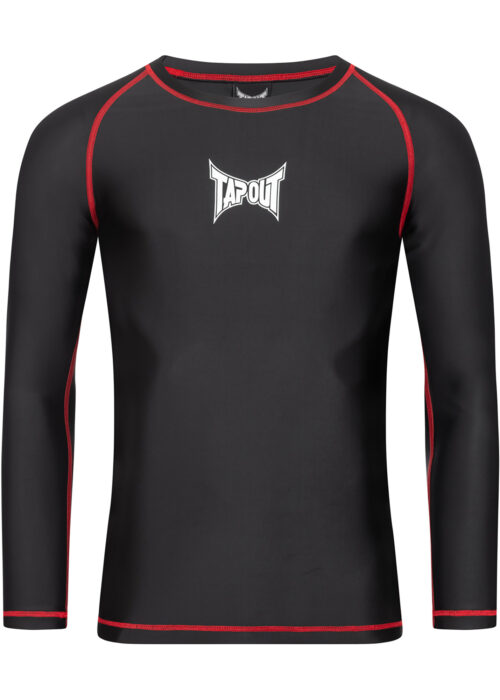 hombre langärmeliges camiseta técnica deportiva slim fit negro/blanco/rojo