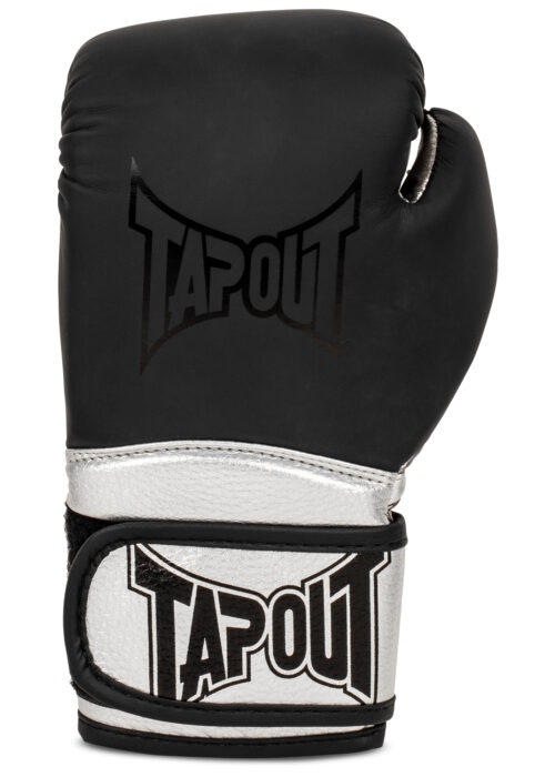 junior guantes profesionales de boxeo de polipiel negro/plateado