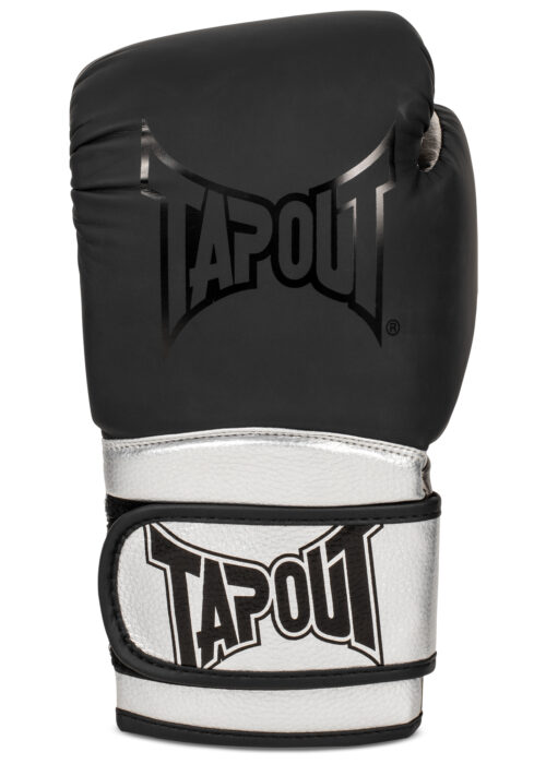 guantes profesionales de boxeo de polipiel (1par) negro/plateado