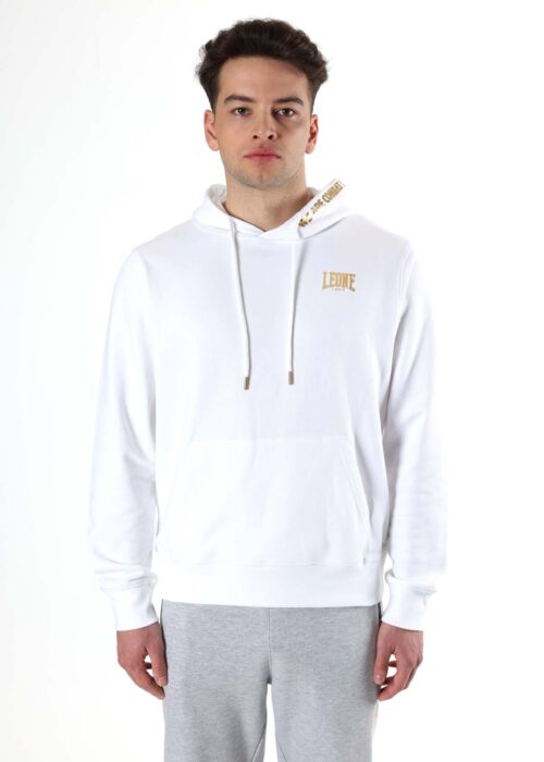 sudadera de hombre con capucha blanco/gold