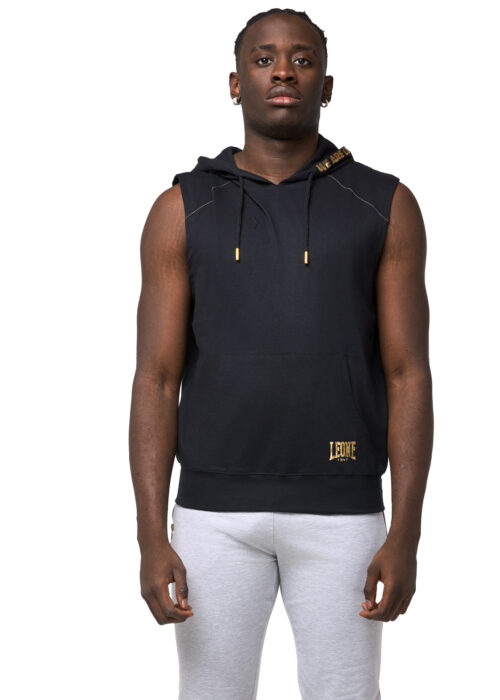 Inicio hombre ärmelloses camiseta con capucha negro/gold