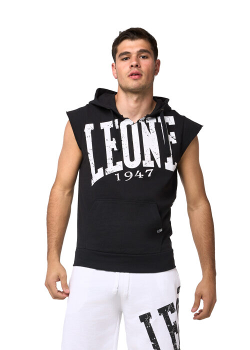 Inicio hombre ärmelloses camiseta con capucha negro/blanco