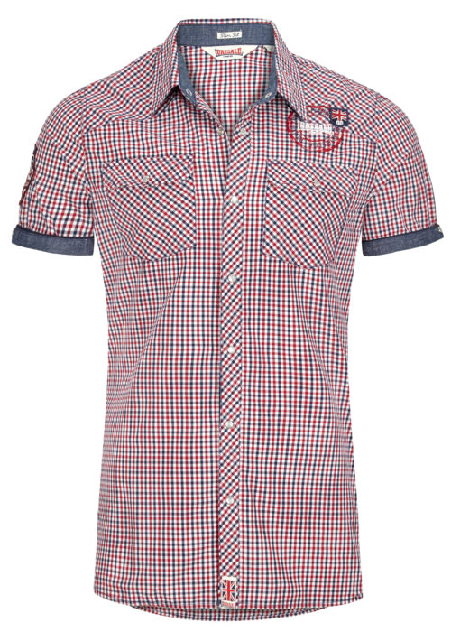 reigate hombre kurzarmhemd slim fit azul marino/rojo/blanco