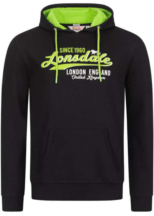 gratwich sudadera de hombre con capucha slim fit negro/neon verde