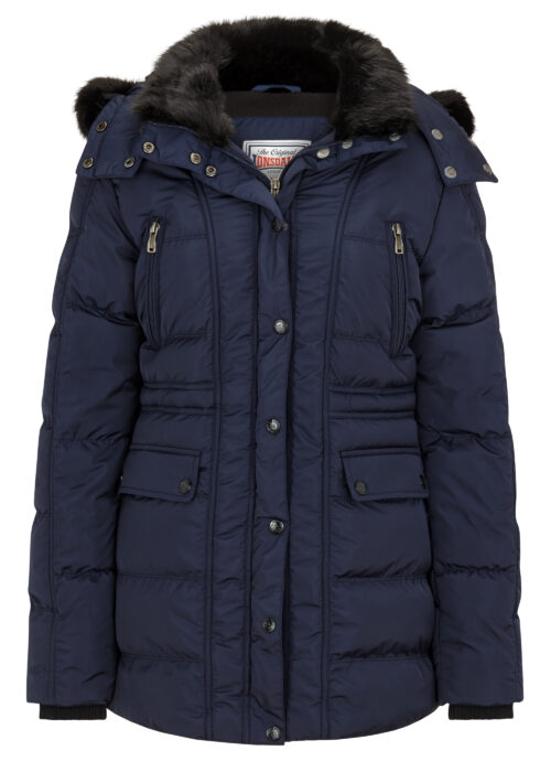 louth chaqueta de mujer de invierno con capucha dark azul marino